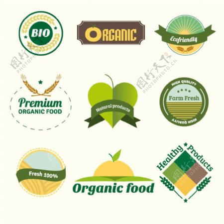 绿色食品标签矢量素材