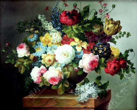 花朵与花瓶油画