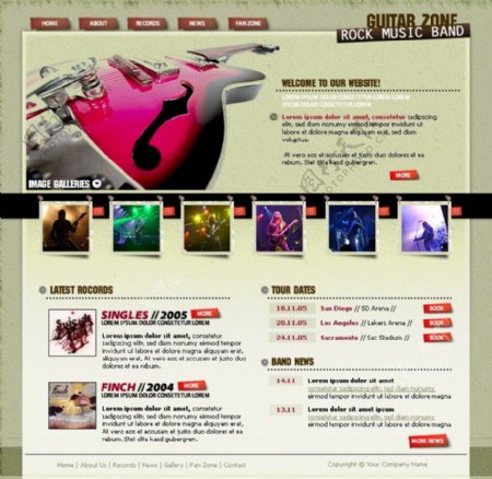 吉他音乐网站psd模板