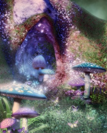 紫色梦幻仙境背景素材