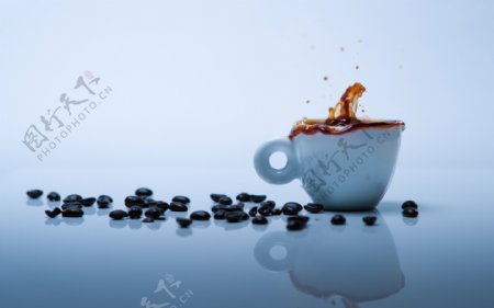 美食咖啡杯子咖啡豆光滑.