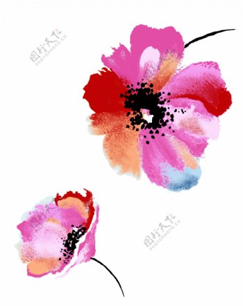 韩国花纹花卉绘画PSD素材下载