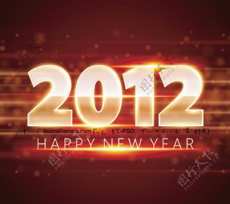 2012新年快乐流光背景矢量模板
