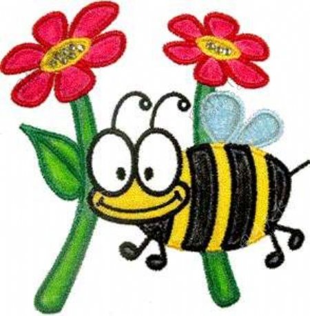 绣花昆虫蜜蜂色彩花卉免费素材