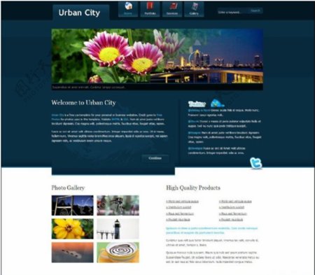 城市夜景divcss网页模板