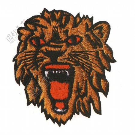 绣花动物狮子色彩橙色免费素材