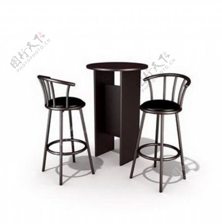 西餐厅桌椅3d模型家具效果图15