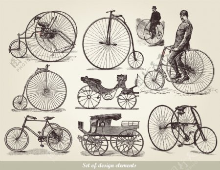 欧洲风格的老式的交通工具自行车01向量的欧式马