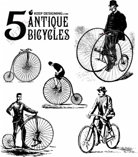 古董自行车5向量模型的材料