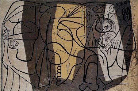 1926Lepeintreetsonmod濡塭西班牙画家巴勃罗毕加索抽象油画人物人体油画装饰画