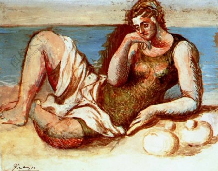 1919Baigneuse西班牙画家巴勃罗毕加索抽象油画人物人体油画装饰画
