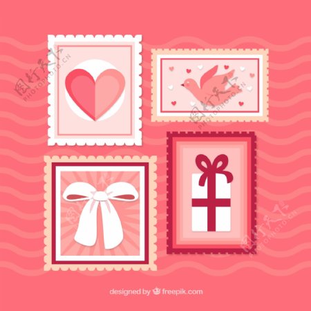 粉色情人节邮票