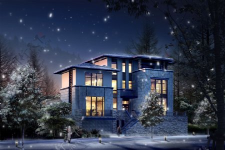 别墅雪景景观设计