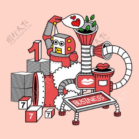 韩国机器人卡通插画17