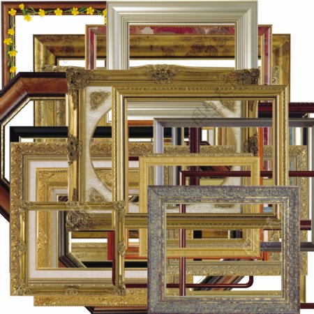 35个木质相框照片边框素材分层图片