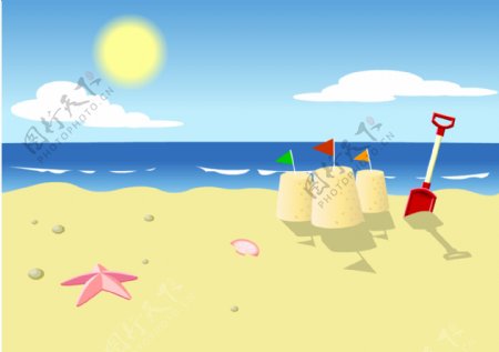 阳光沙滩太阳伞背景图片