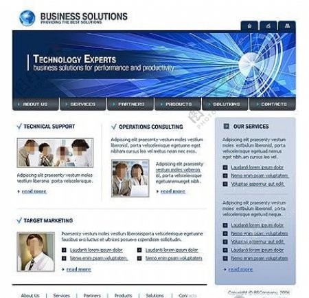 蓝色的技术型企业网站模板
