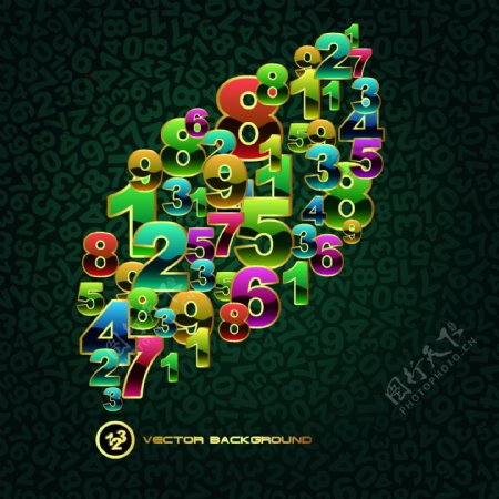 阿拉伯数字艺术图案矢量图