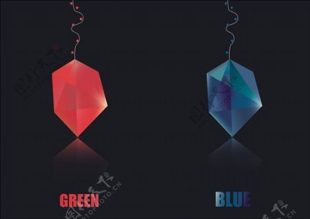 红宝石和蓝宝石矢量图AI