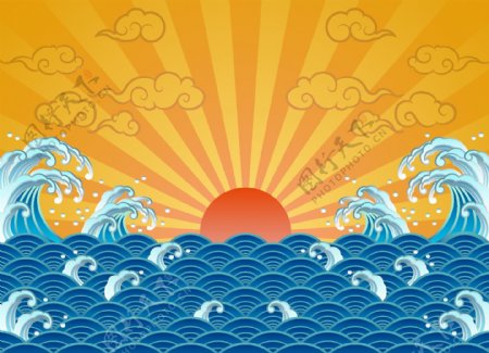 中国古典海潮波浪