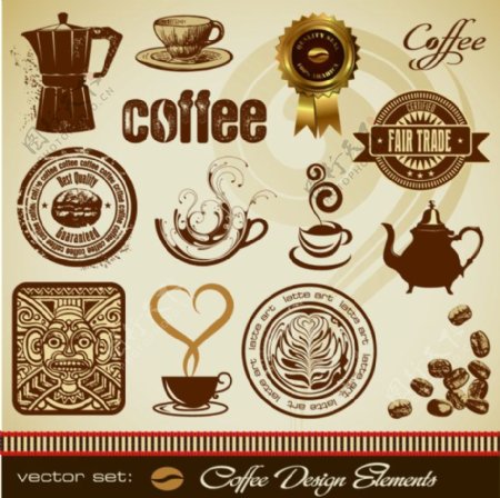 咖啡图案咖啡色咖啡累标志