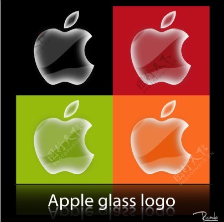苹果玻璃标志ffee向量