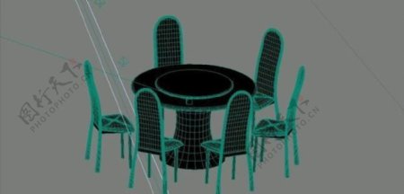 室内装饰家具桌椅组合393D模型