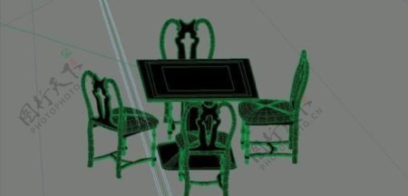 室内装饰家具桌椅组合433D模型