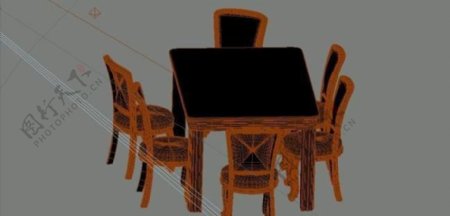 室内装饰家具桌椅组合363D模型