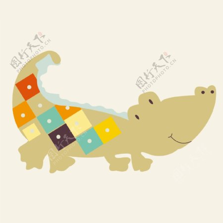 印花矢量图T恤图案可爱卡通动物鳄鱼免费素材