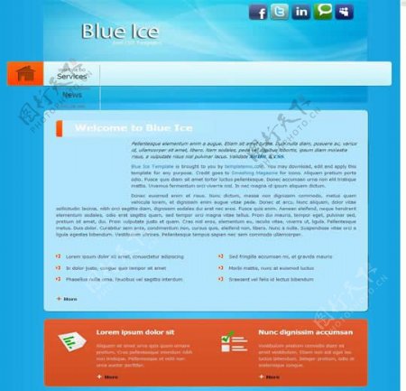 国外冰蓝简洁创意网站模板