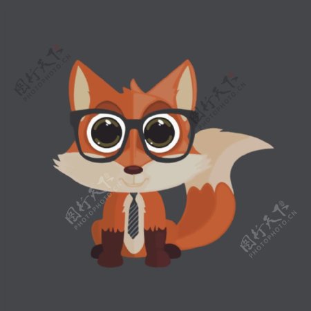 印花矢量图动物狐狸生活元素眼镜免费素材