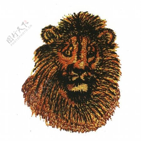 绣花动物狮子色彩棕色免费素材