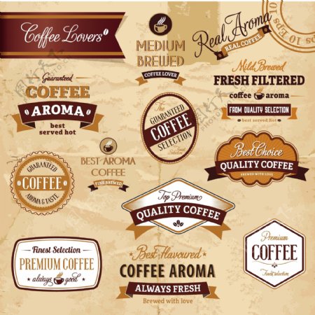 经典咖啡标签设计矢量图02