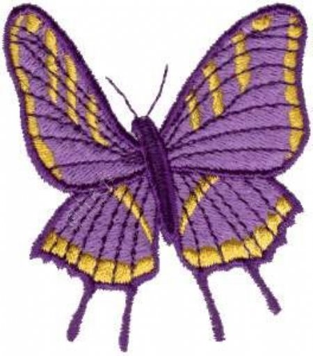 绣花动物蝴蝶色彩淡紫免费素材