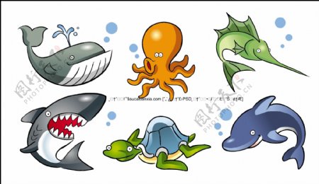 矢量素材卡通形象海洋生物