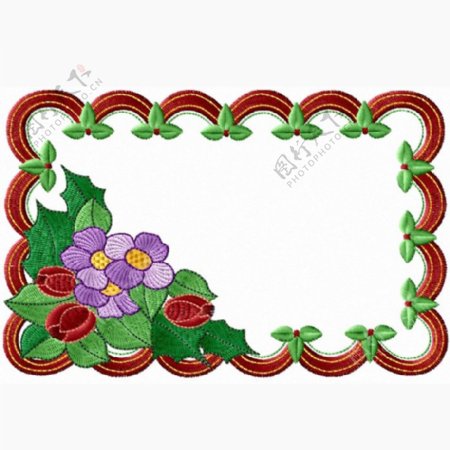 绣花植物花朵植物花纹边框免费素材