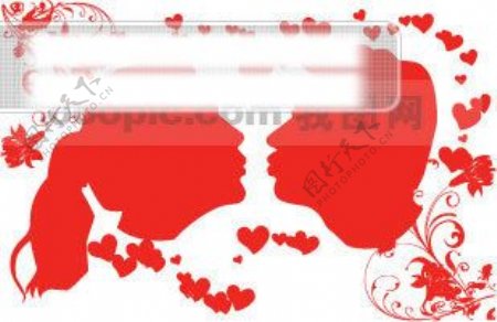 接吻的情侣2009年最新情人节潮流心型设计矢量图