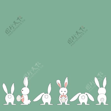 兔子抱着彩色的蛋矢量图数字