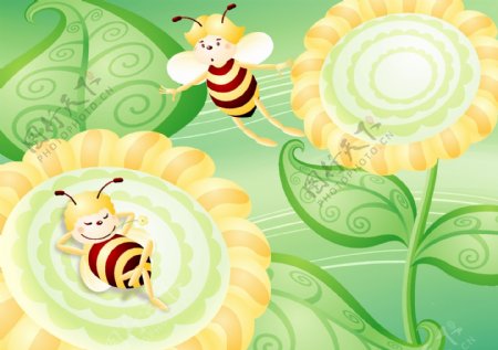 向日葵和小蜜蜂图片