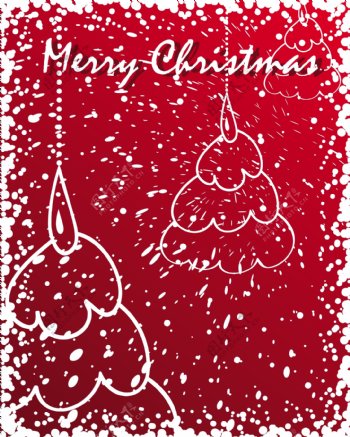 涂鸦风格雪中圣诞树矢量图节日矢量图圣诞节矢量素材eps