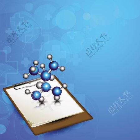 随着分子和蓝色背景上的诊断书摘要医学概念