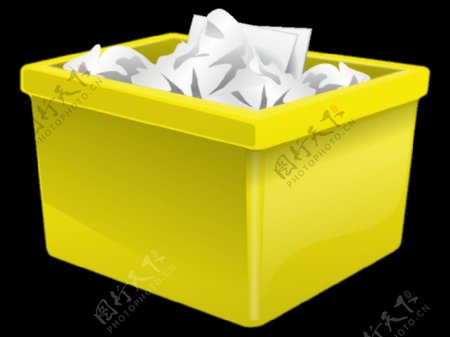 黄色的塑料箱子里装满了纸