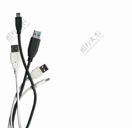 各种USB电缆白色隔离与裁剪路径