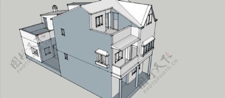 农村联排房屋设计SU模型