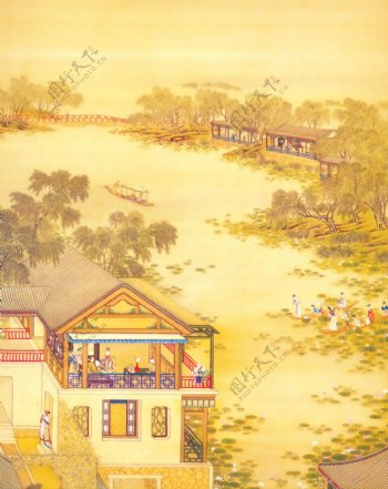 古典中国国画移门图片
