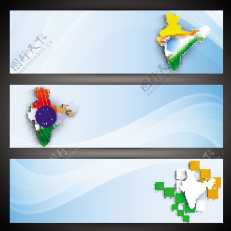 在国旗三色印度地图的设计