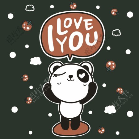 印花矢量图可爱卡通动物熊猫文字免费素材