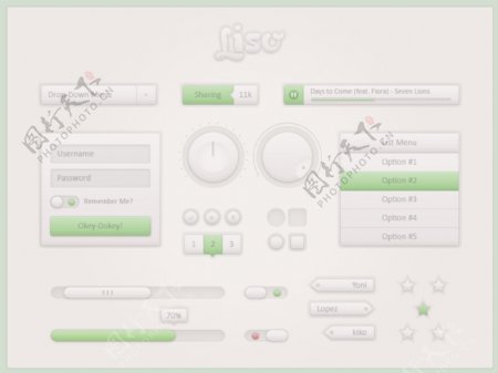 淡雅绿色网页UI设计元素PSD源文件