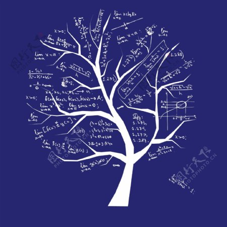 印花矢量图文字数字方程式树免费素材